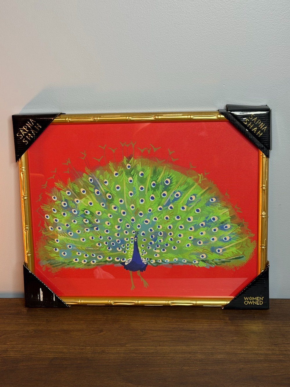 Bold Sapna Shah peacock artwork